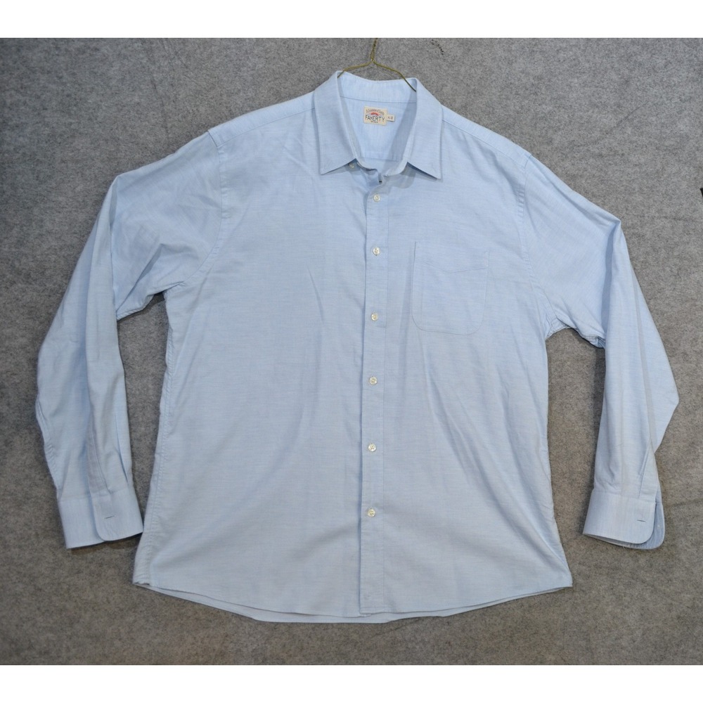 Faherty Shirt Mens XL Blue Solid Woven Button Down Long Sleeve Pocket Casual